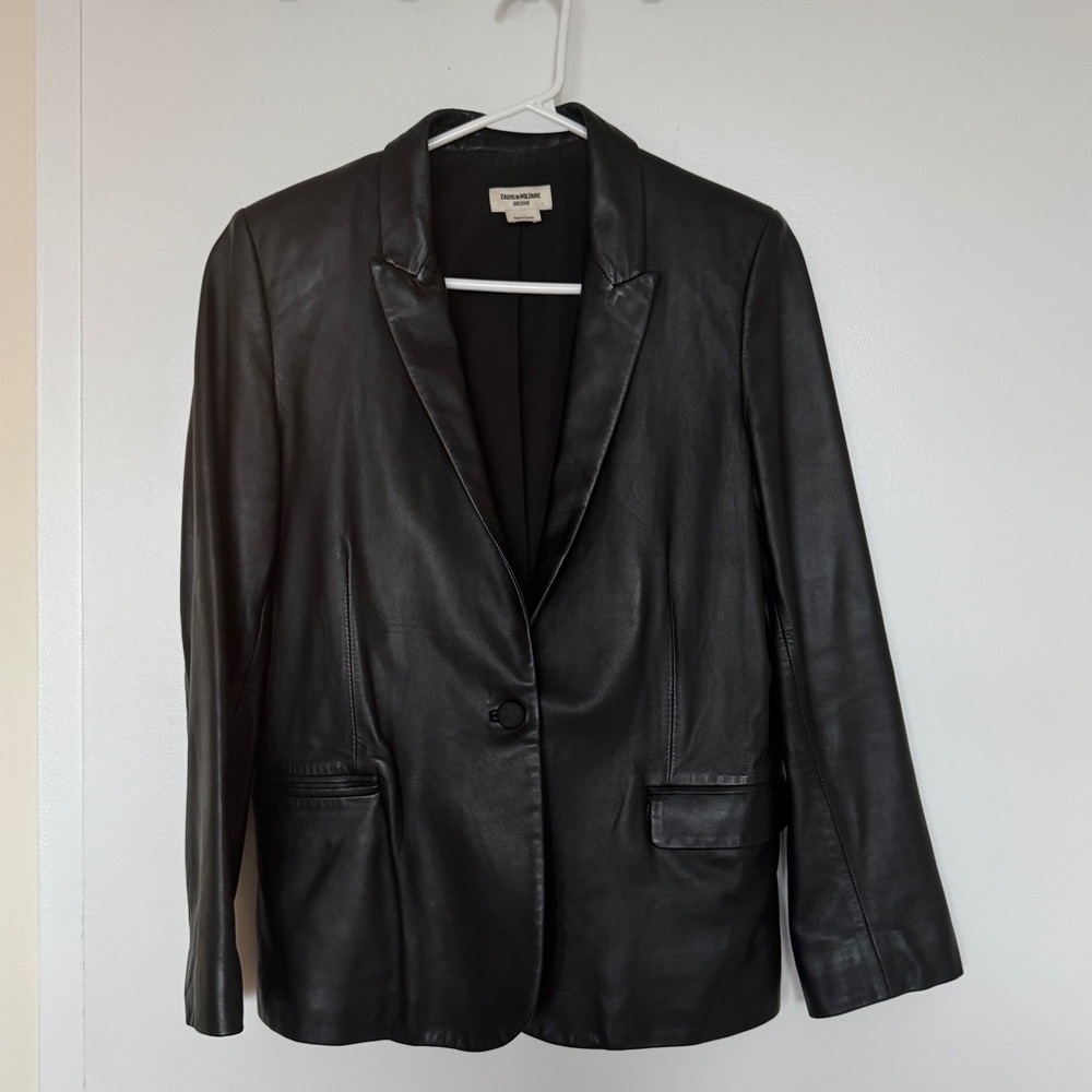 Zadig & Voltaire black lamb leather blazer